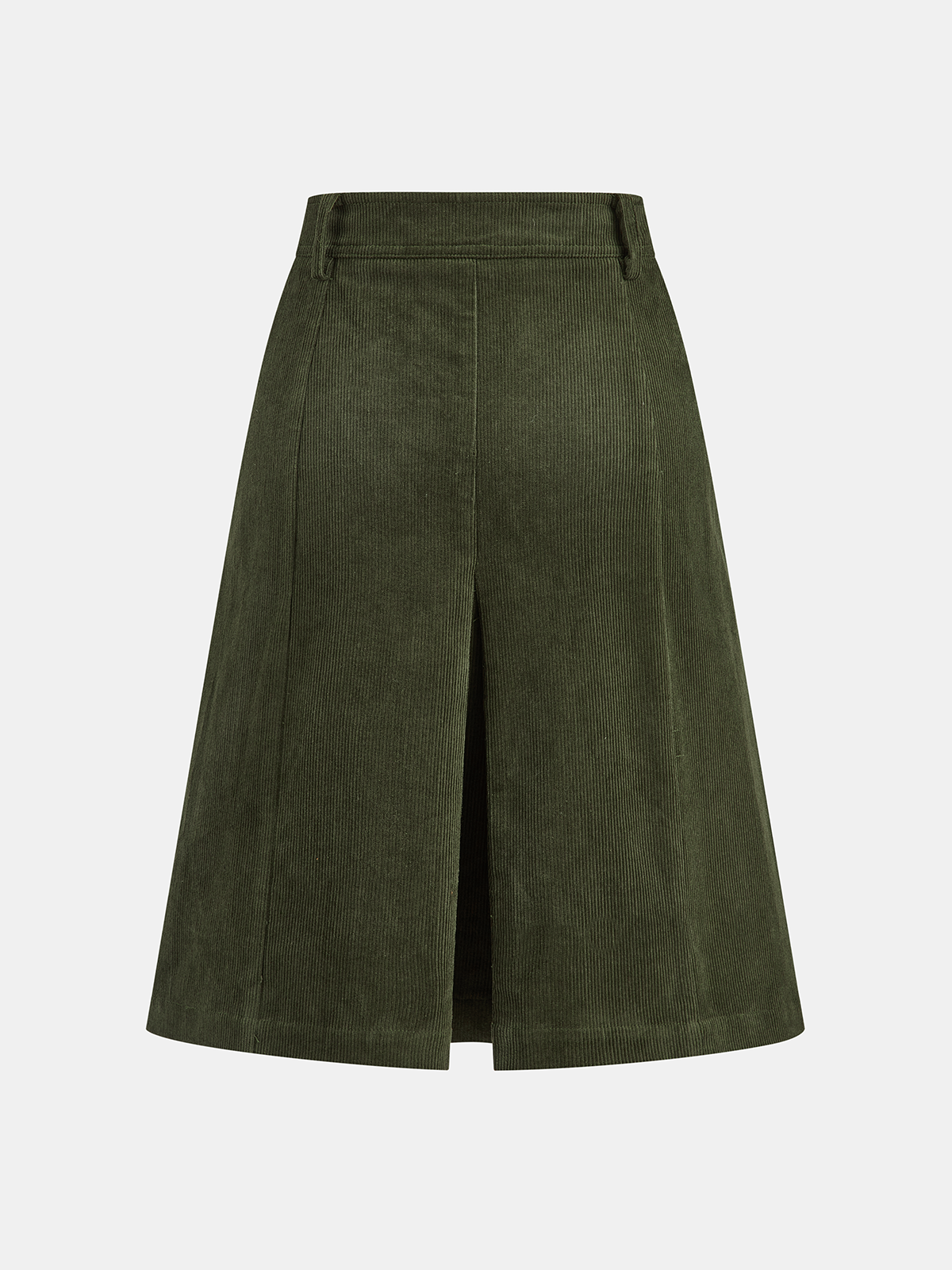 Pleated Corduroy Midi Skirt-Chicvia