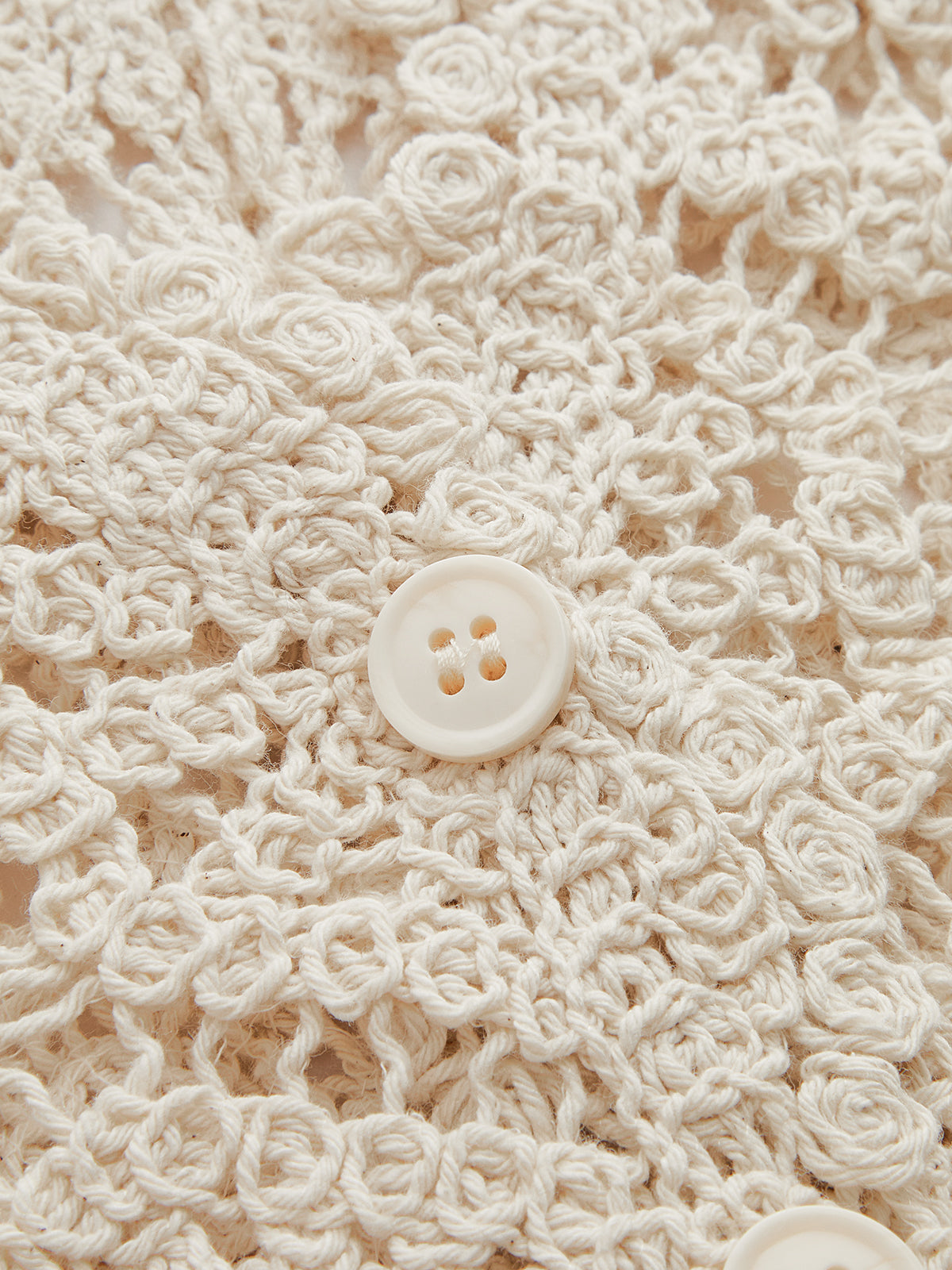 Buttoned Floral Crochet Cardigan-Chicvia