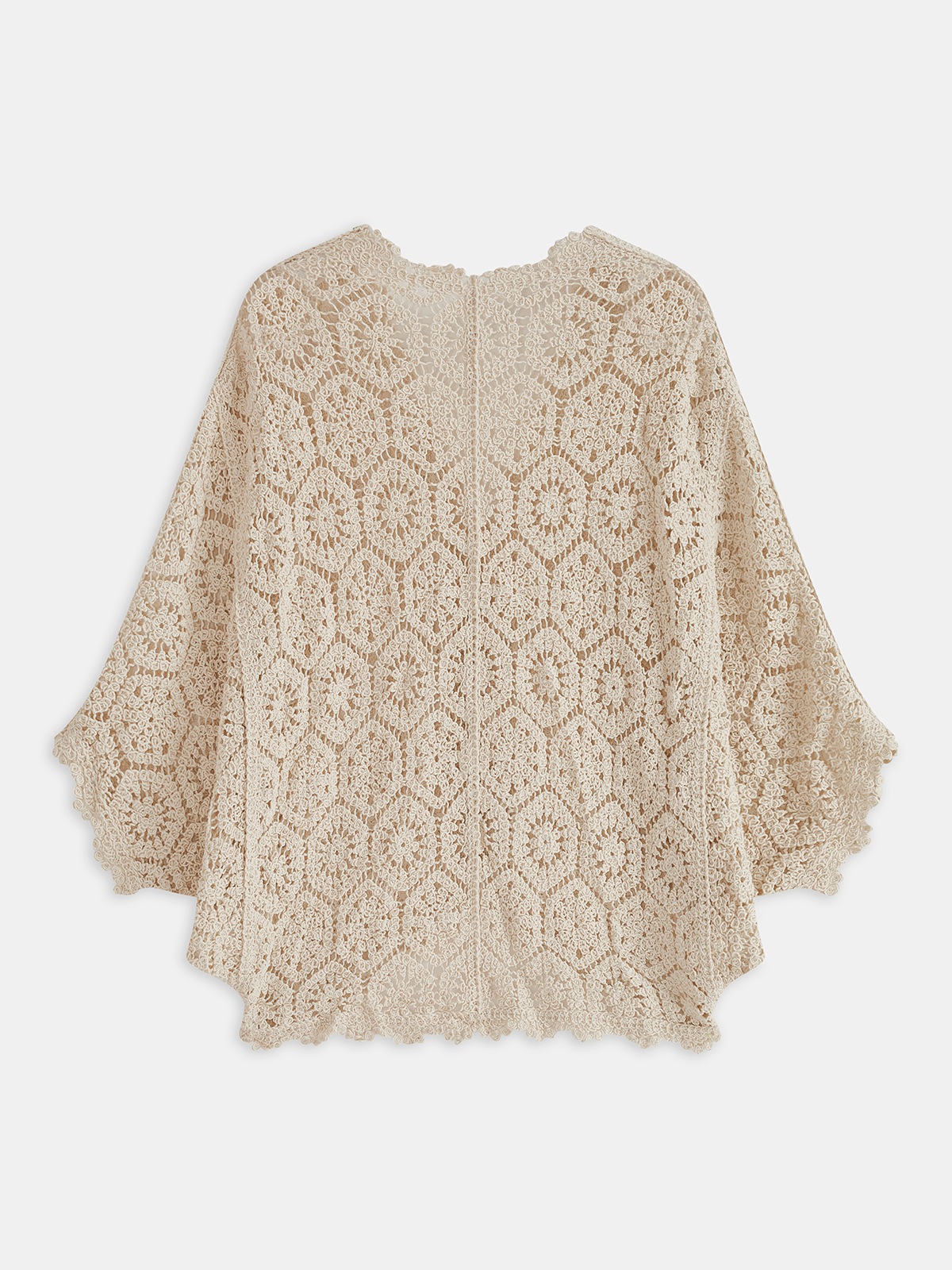 Buttoned Floral Crochet Cardigan-Chicvia