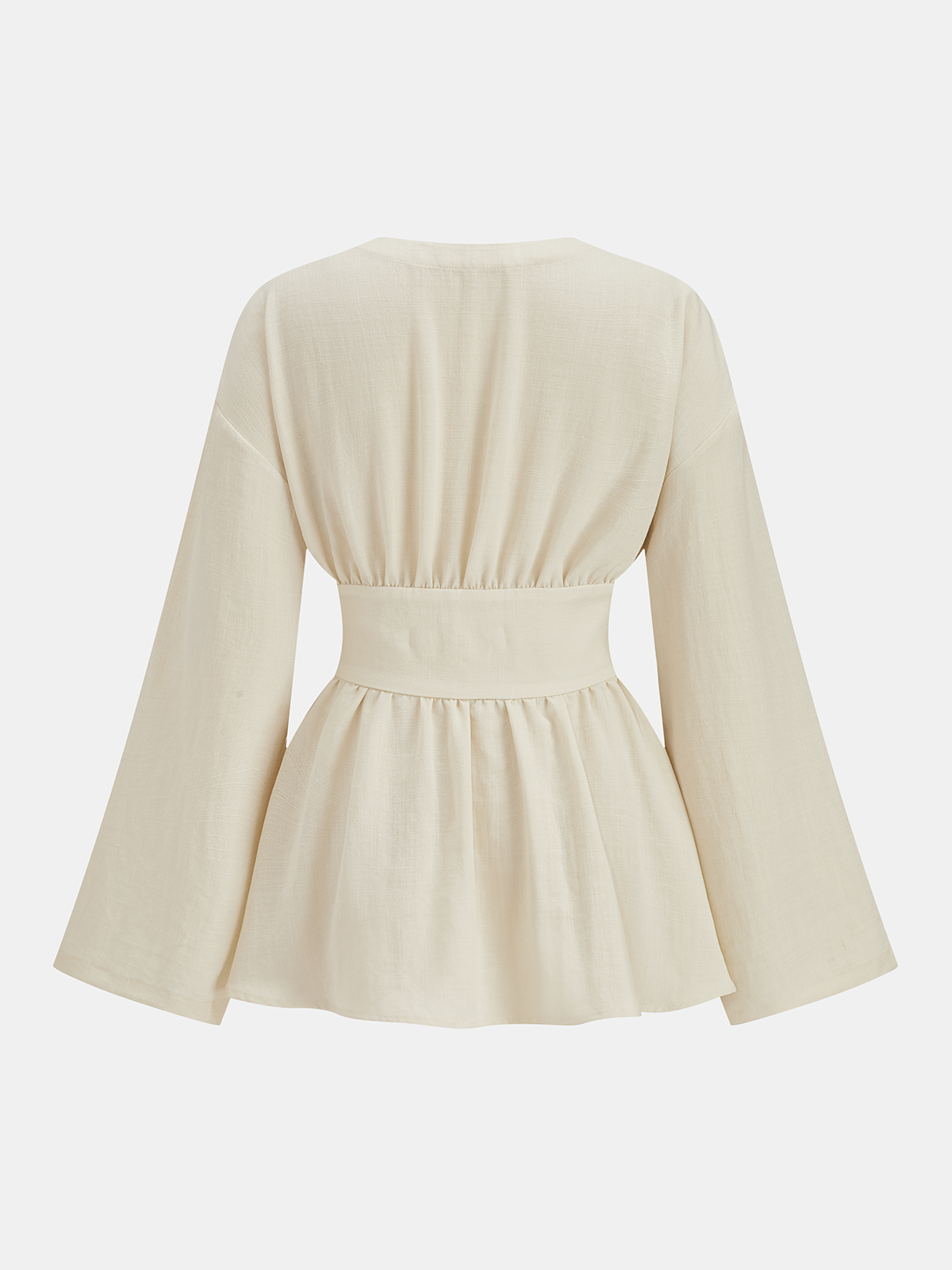 Cotton Blend Double-Buckle Peplum Blouse-Chicvia