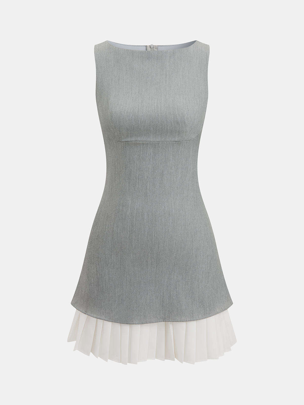 Contrast Pleated Hem Sleeveless Mini Dress-Chicvia