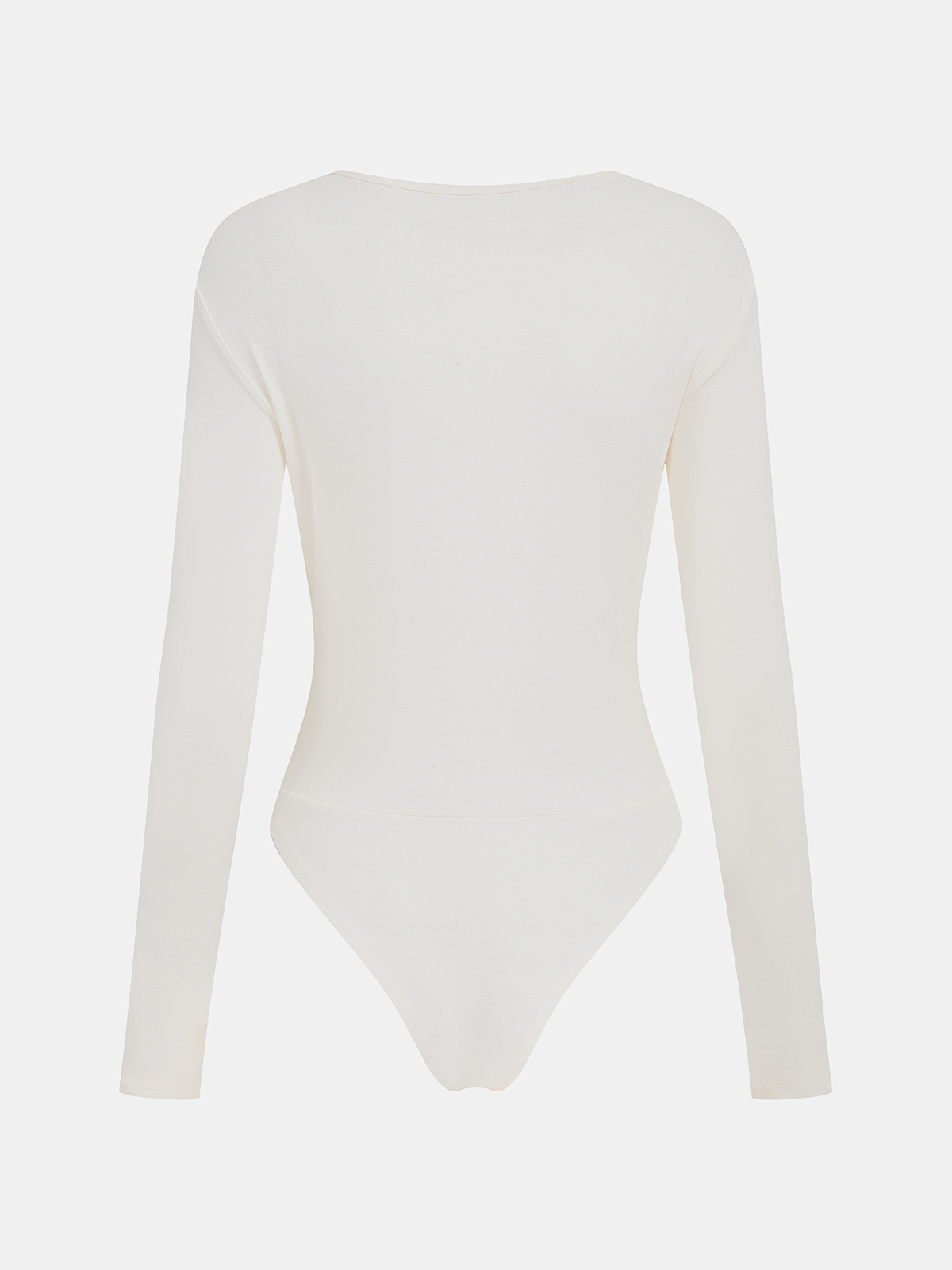 Long-Sleeve Lace Panel Ruched Bodysuit-Chicvia