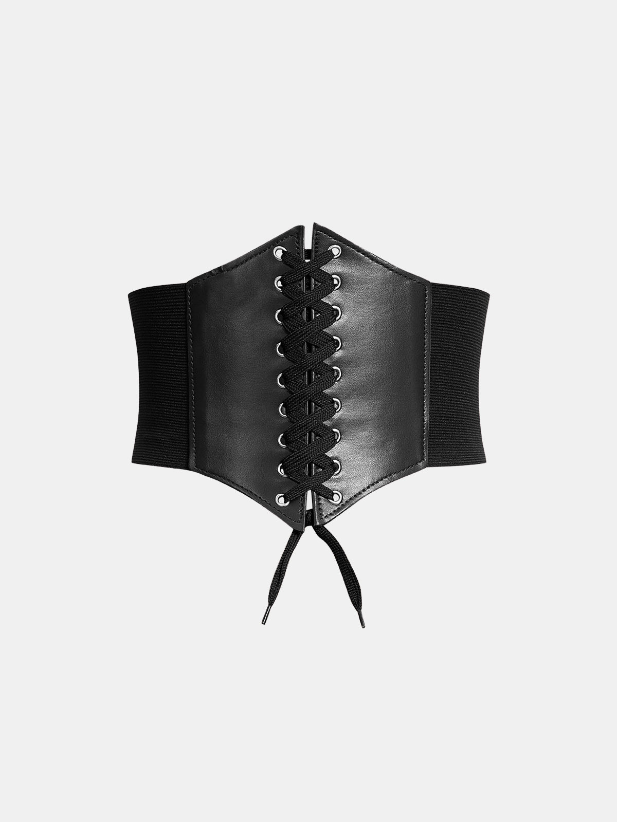 Lace-Up Faux Leather Corset Belt-Chicvia