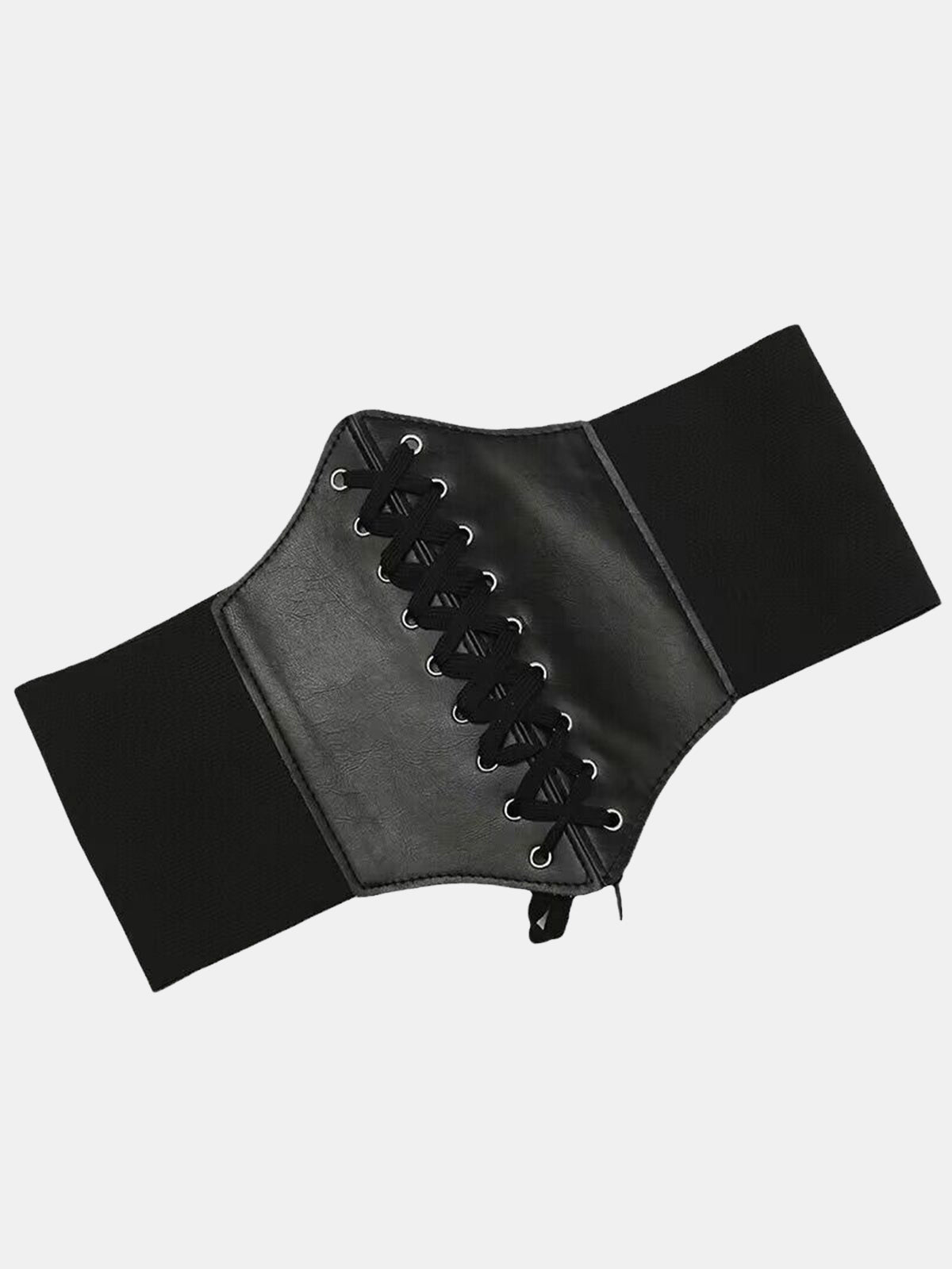 Lace-Up Faux Leather Corset Belt-Chicvia