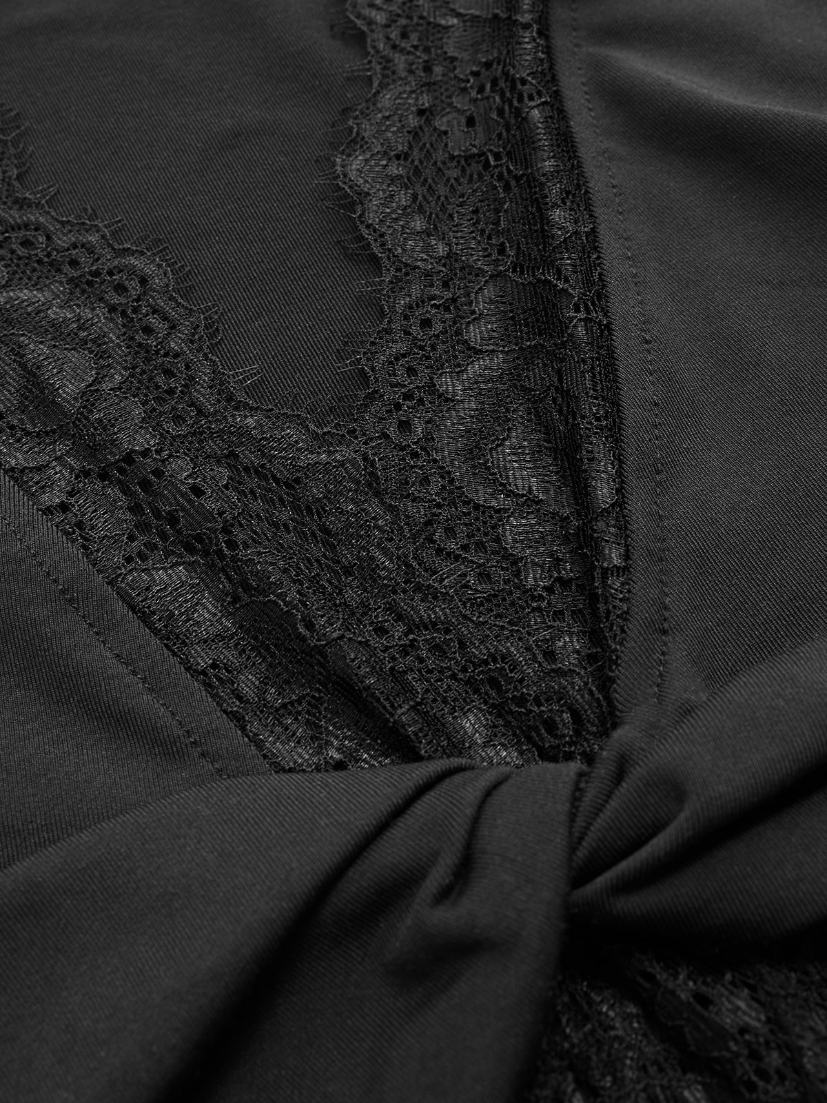 Lace Trim Twist Front Short Sleeve Top-Chicvia