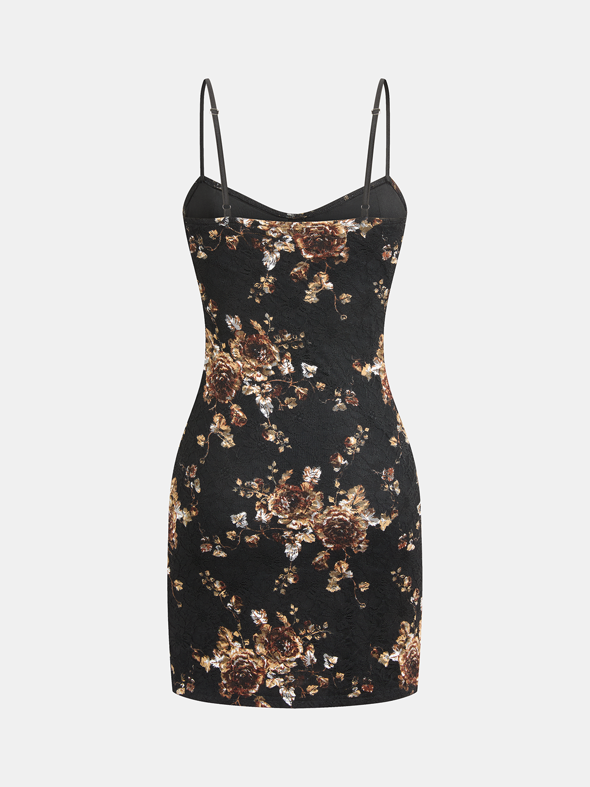 Floral Lace Cami Dress & Wrap Satin Skirt Set-Chicvia