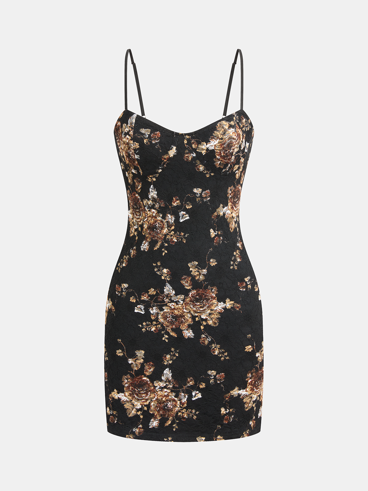 Floral Lace Cami Dress & Wrap Satin Skirt Set-Chicvia