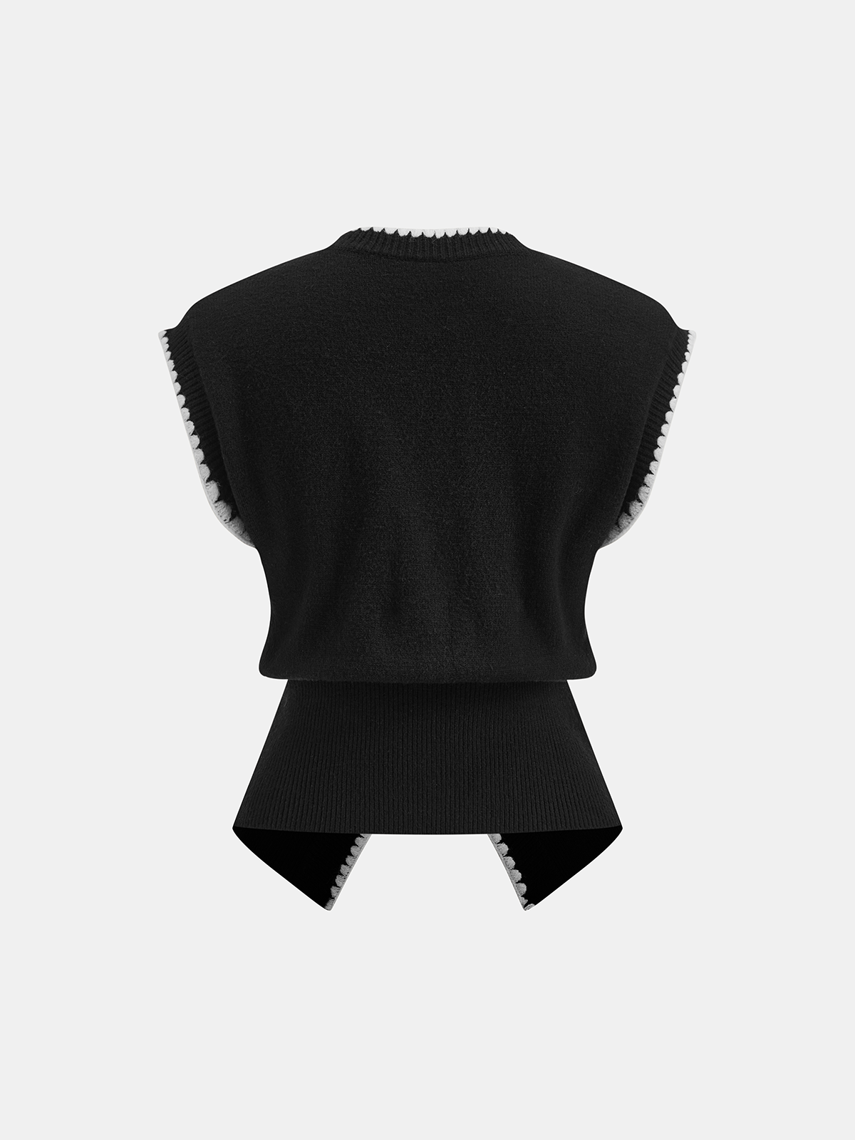 Contrast Trim Sleeveless Knit Vest-Chicvia