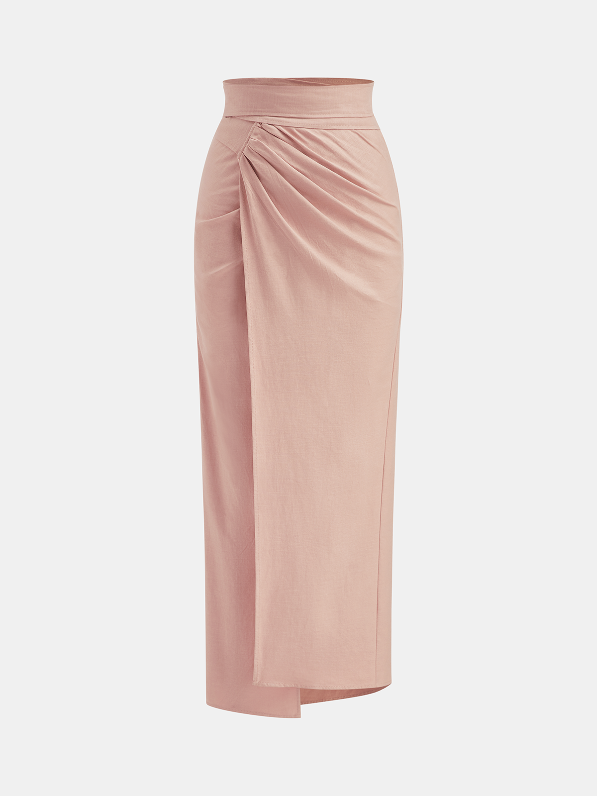 Linen Cotton Bow Detail Maxi Skirt-Chicvia