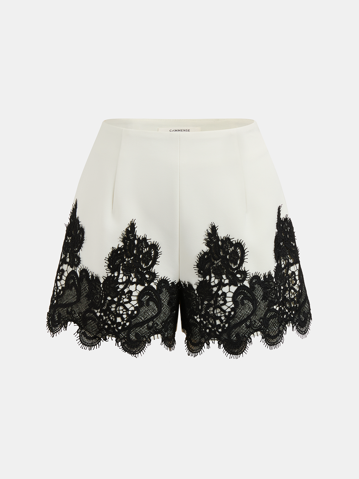 Contrast Lace Trim Mid-Waist Shorts-Chicvia