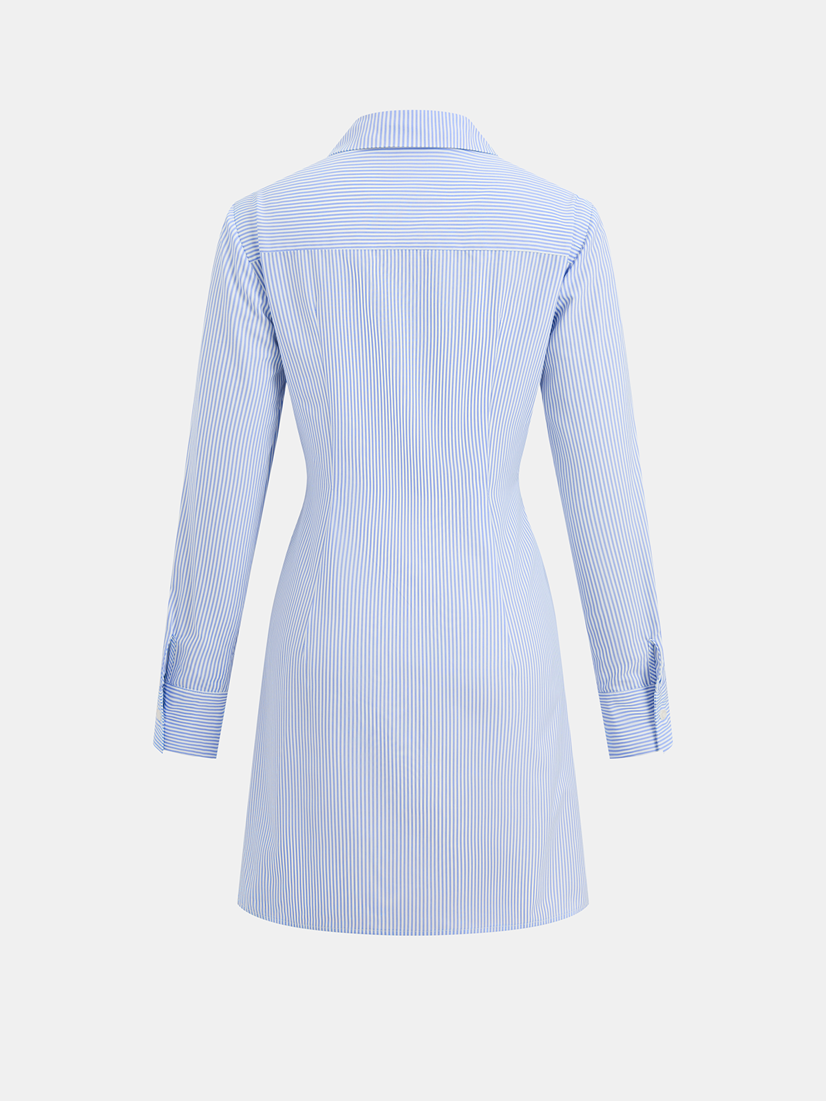 Knot-Front Striped Shirt Dress-Chicvia