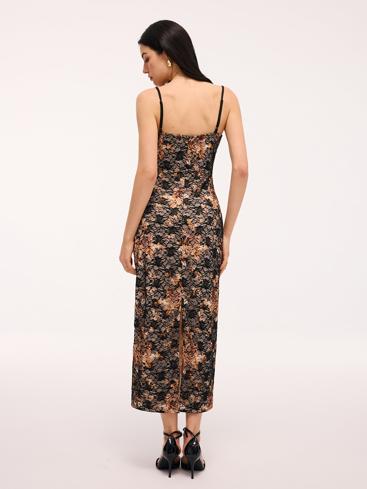 Floral Lace Cami Maxi Dress-Chicvia