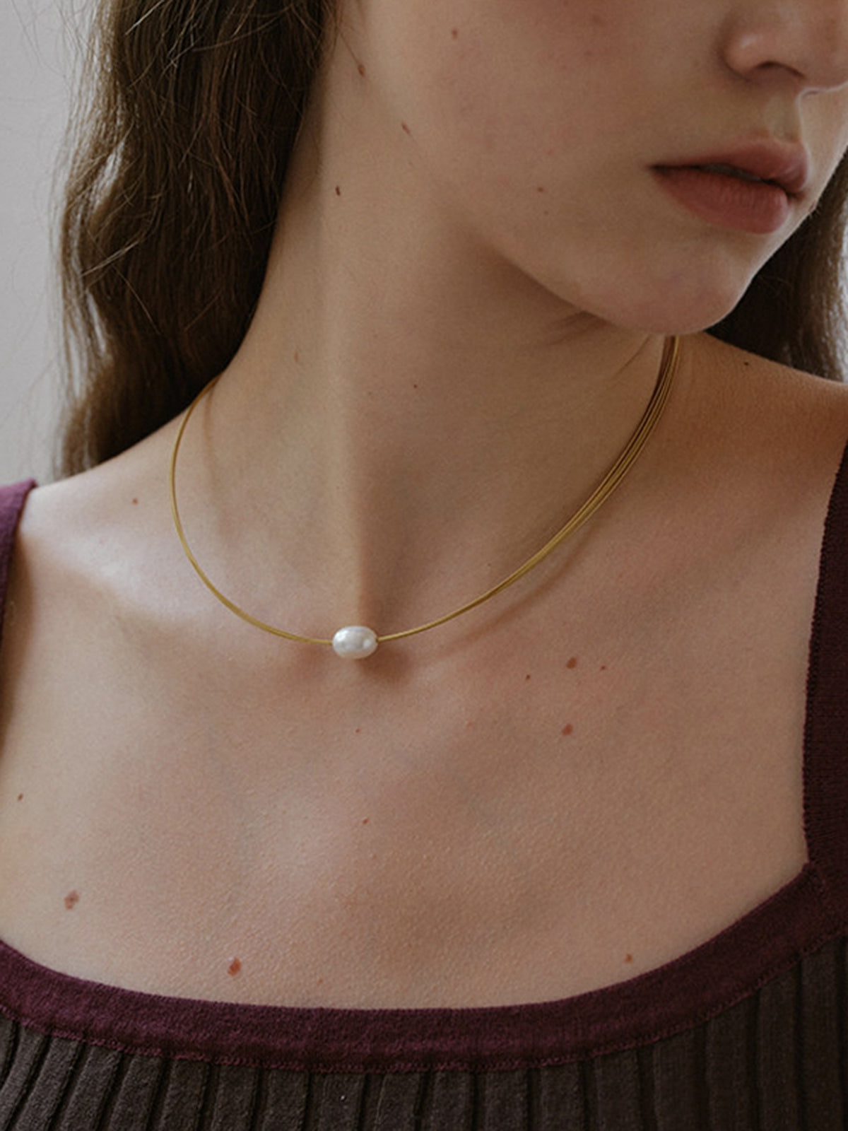 Multi-Strand Pearl Accent Choker Necklace-Chicvia