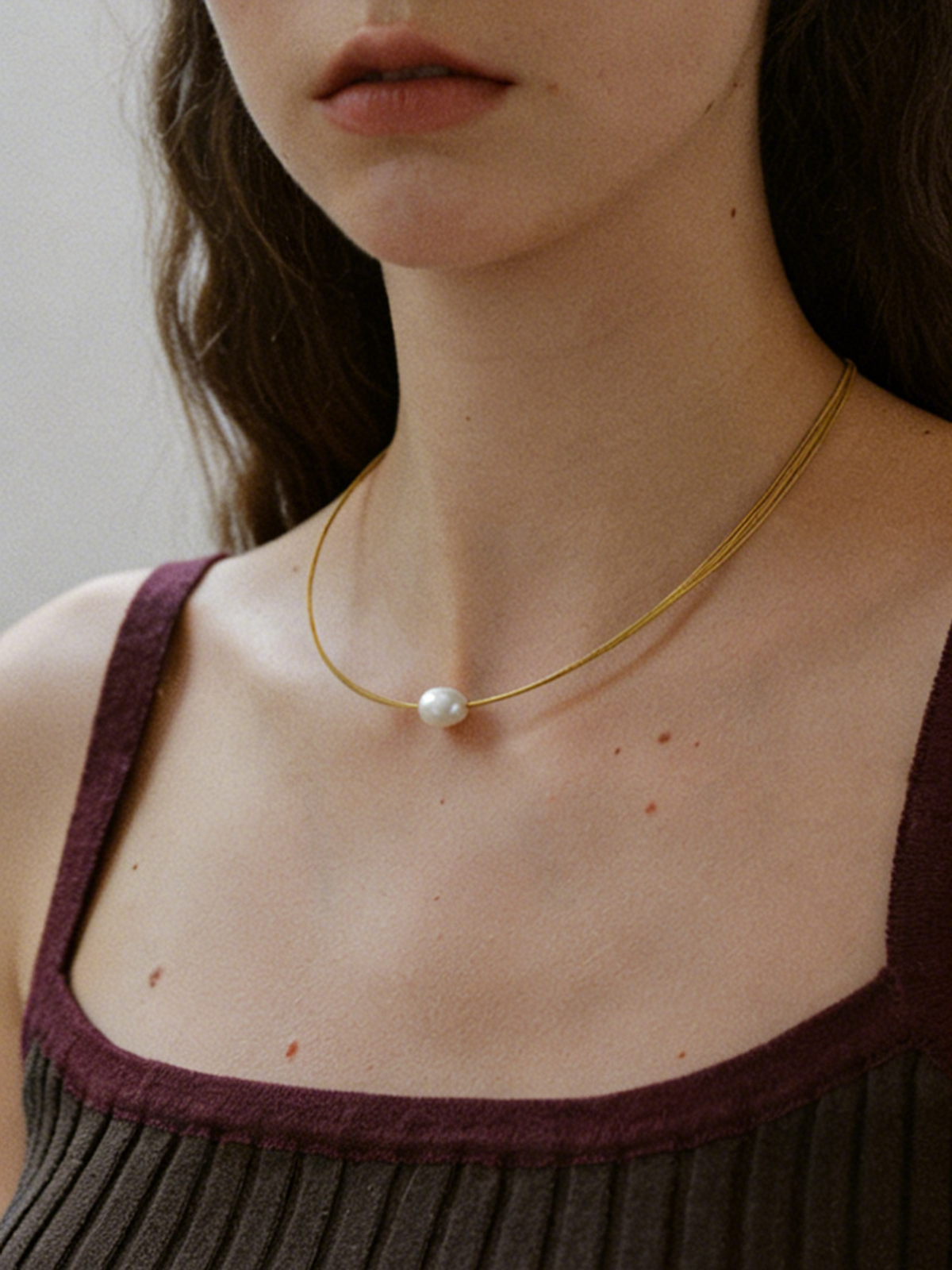 Multi-Strand Pearl Accent Choker Necklace-Chicvia