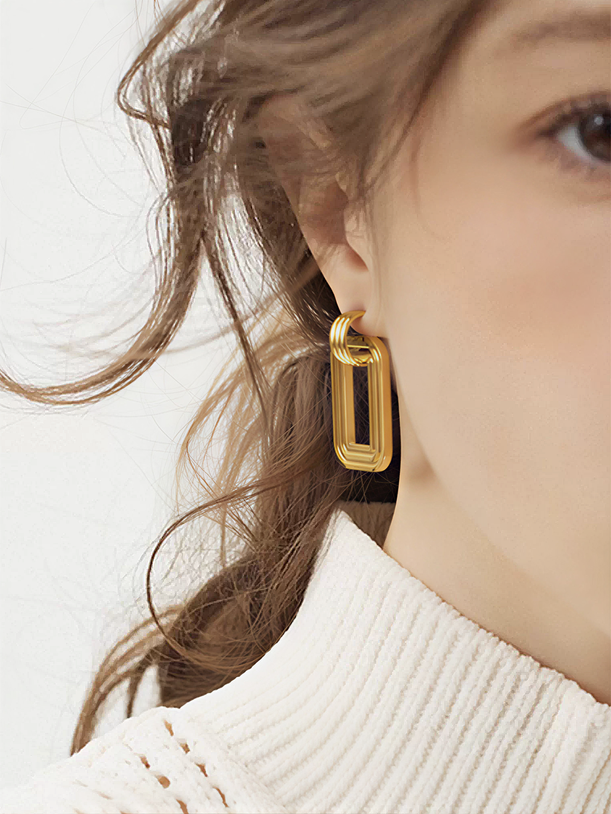 Layered Rectangular Hoop Earrings-Chicvia