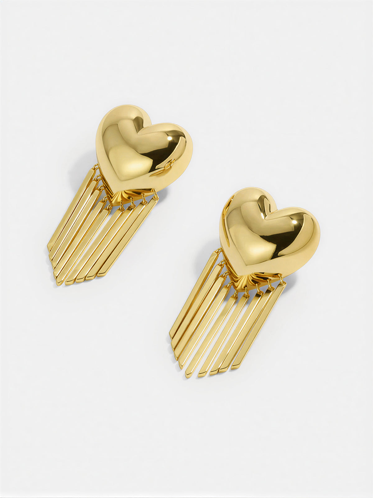 Heart-Shaped Tassel Drop Earrings-Chicvia