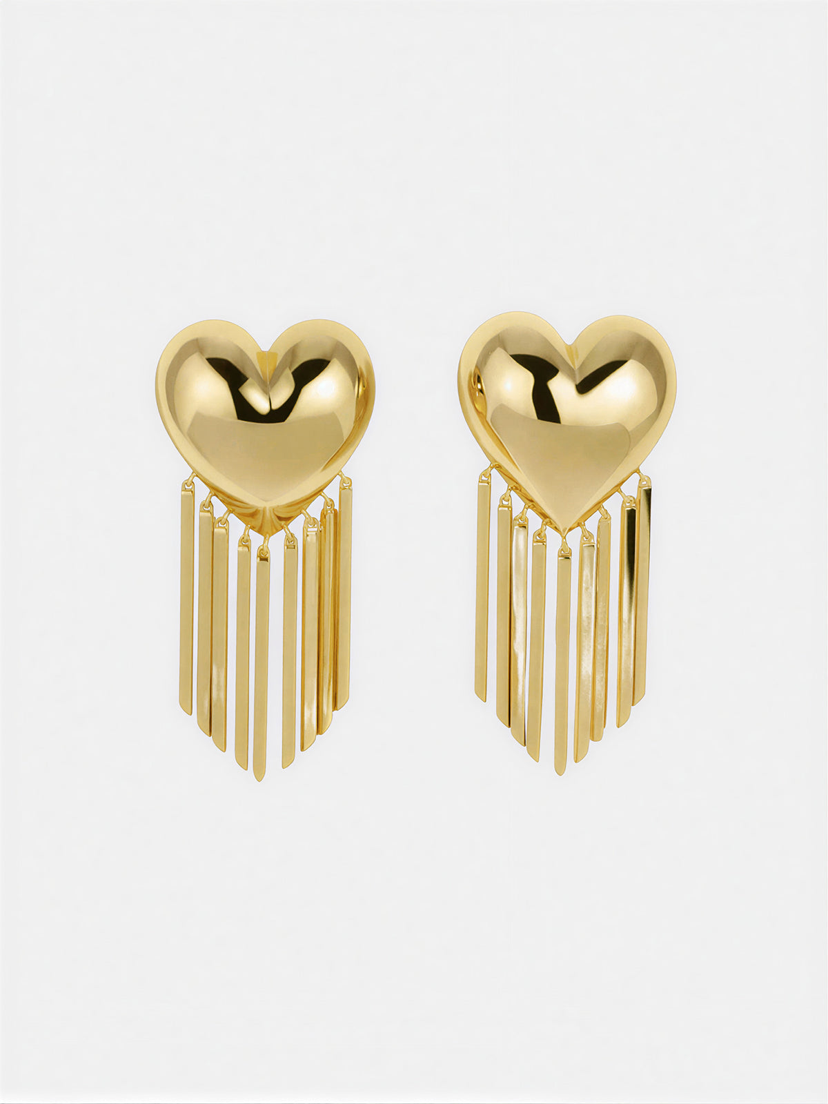 Heart-Shaped Tassel Drop Earrings-Chicvia