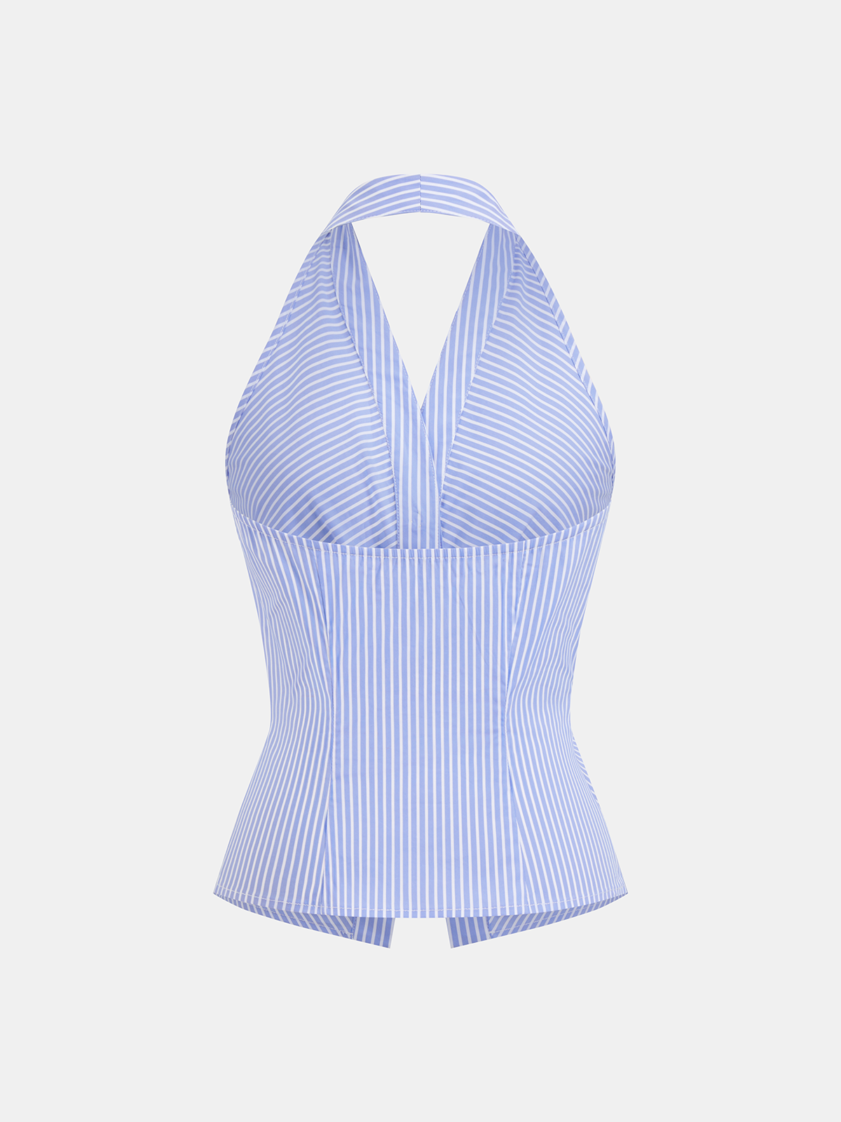 Cotton Blend Striped Halter Top-Chicvia