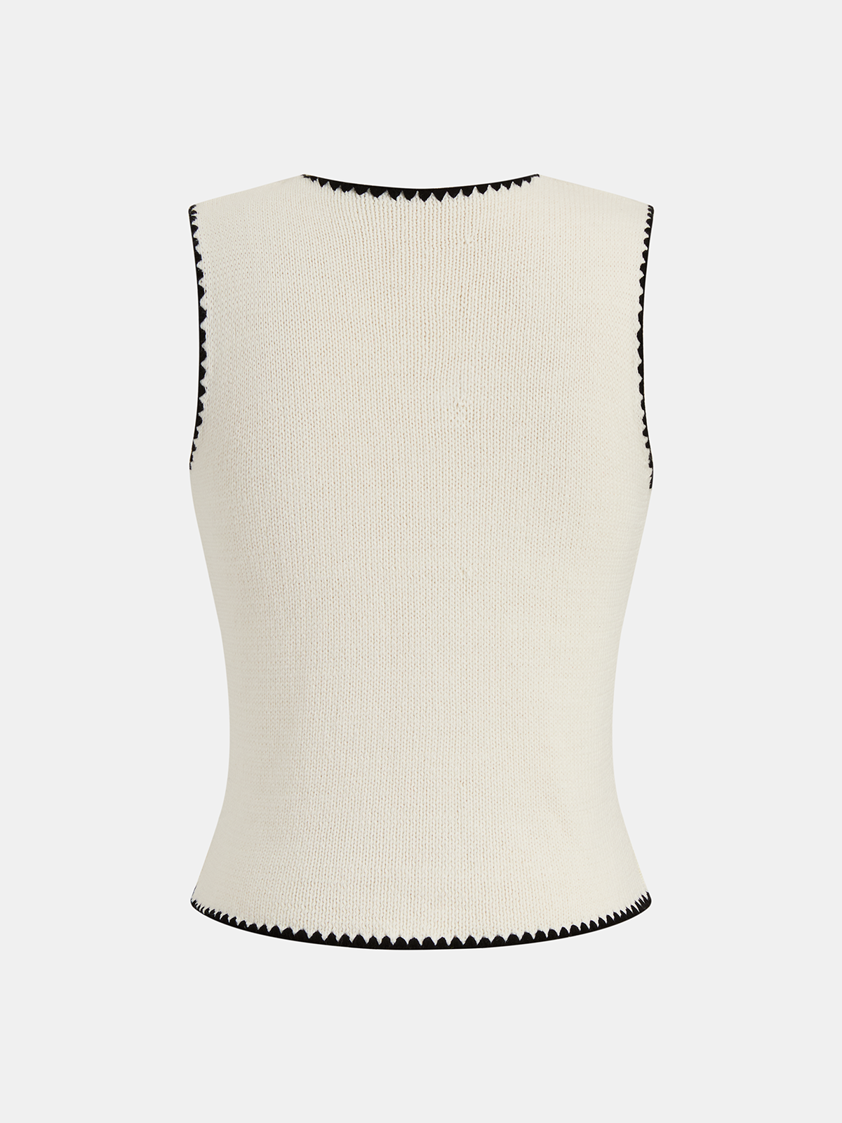 Knitted Scalloped Trim Buttoned Vest-Chicvia