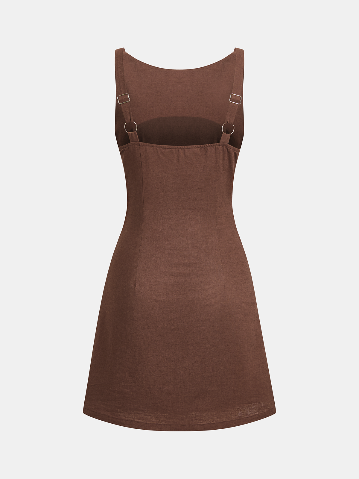 Cotton Linen Sleeveless Ruched Mini Dress-Chicvia