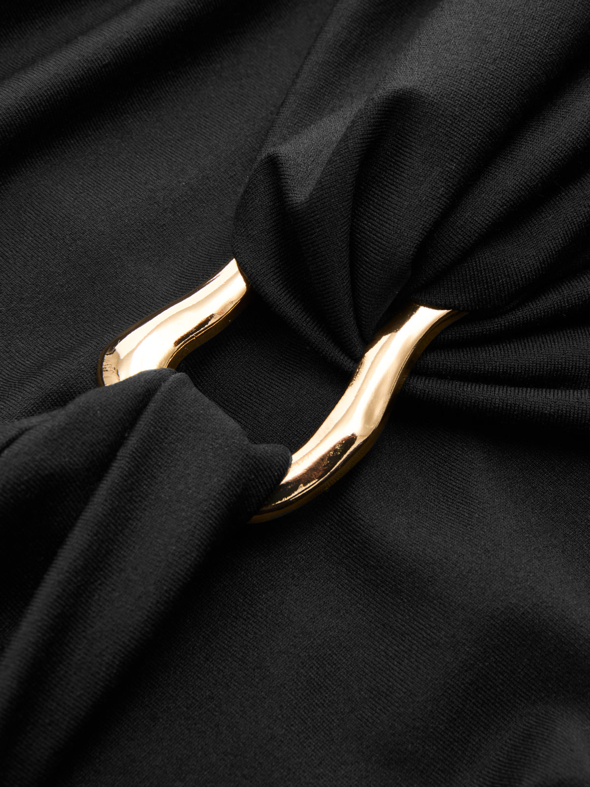 Metal Detail Long-Sleeve Midi Dress-Chicvia