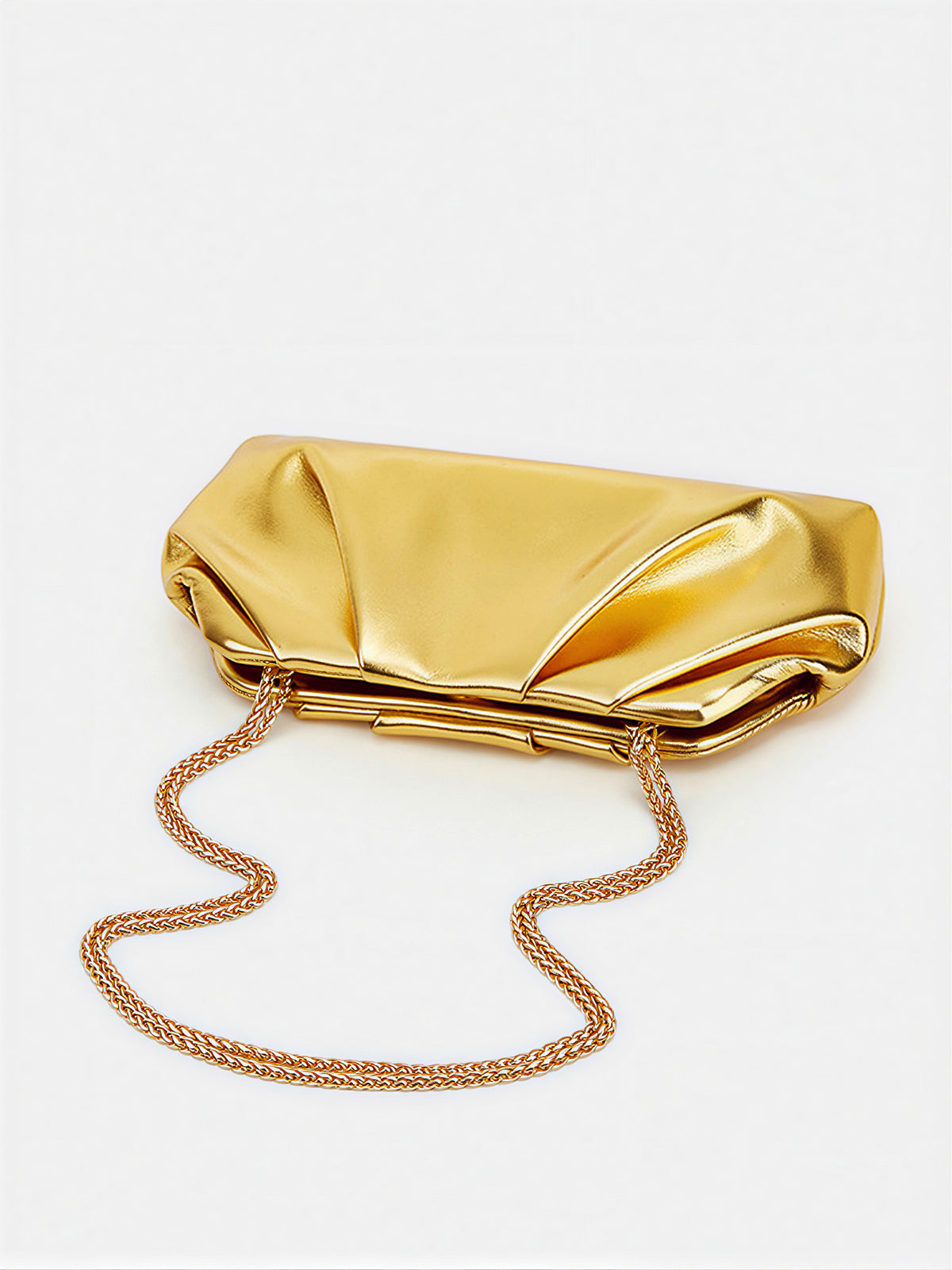 Crinkled Chain Strap Cloud Bag-Chicvia