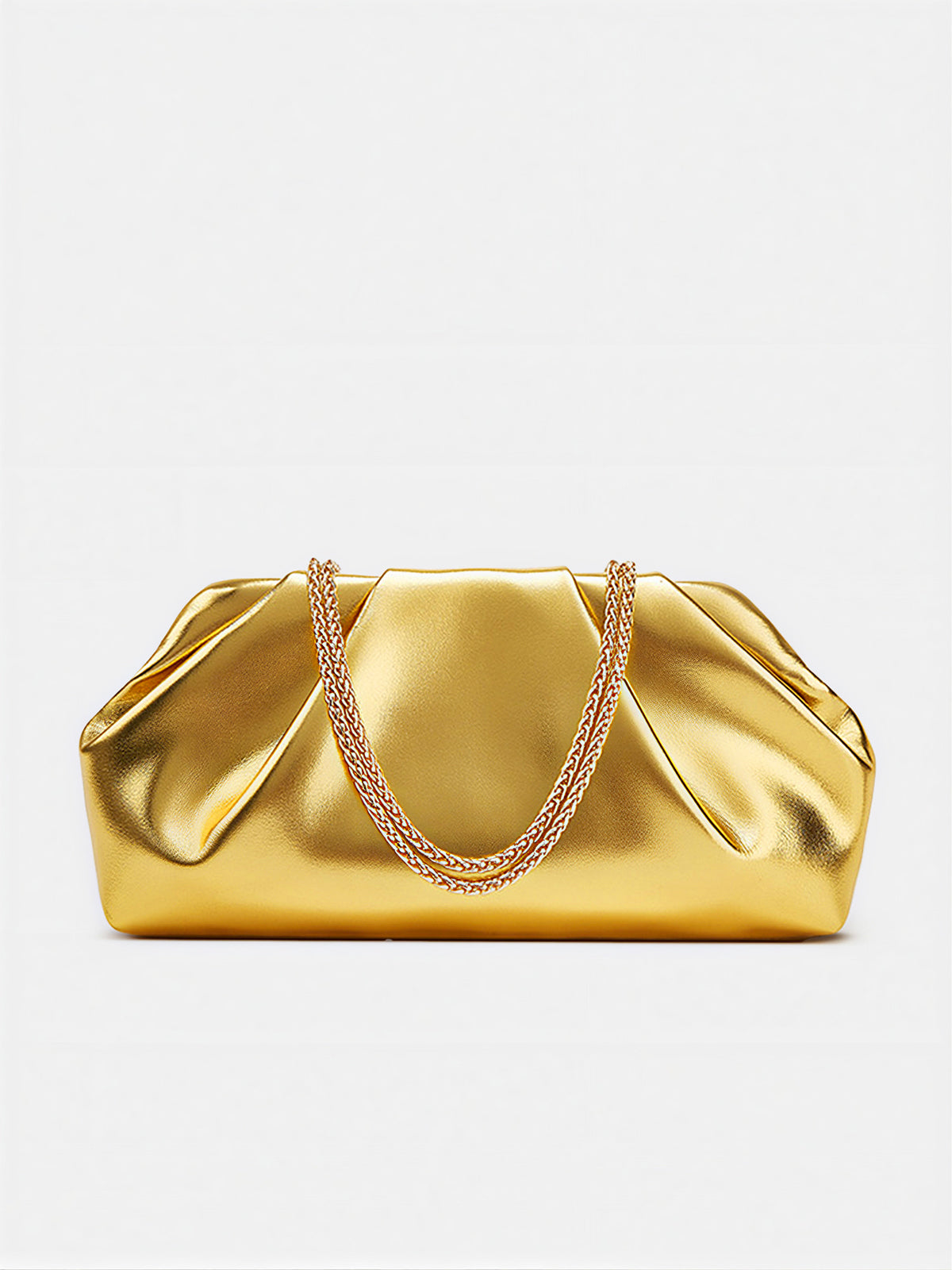 Crinkled Chain Strap Cloud Bag-Chicvia