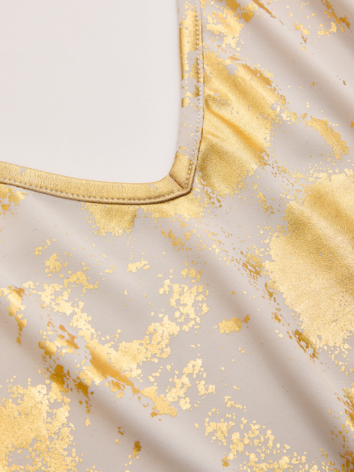 Metallic Print V-Neck Backless Slip Long Dress-Chicvia