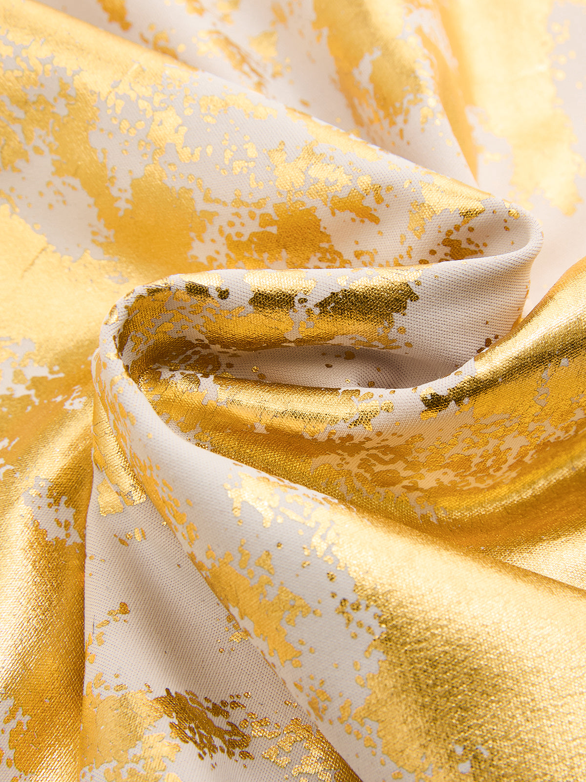 Metallic Print V-Neck Backless Slip Long Dress-Chicvia