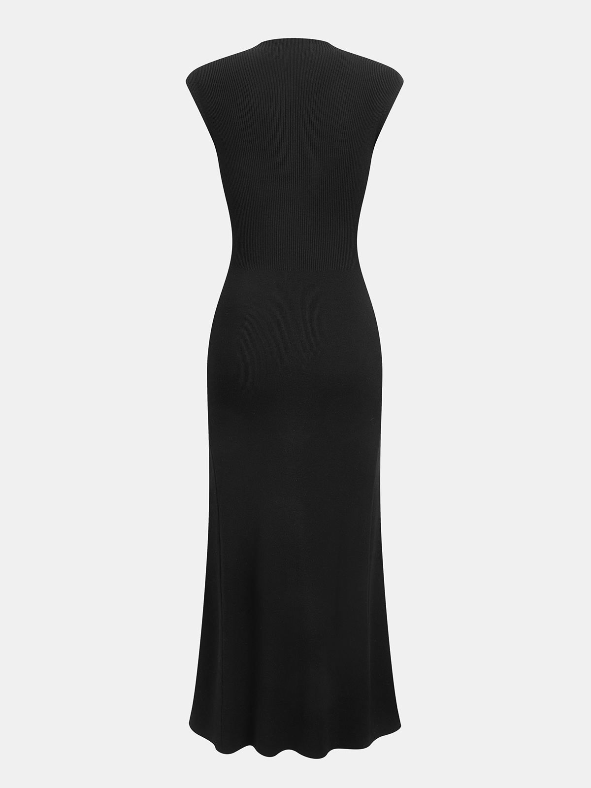 Button Detail Cap Sleeve Rib Knit Maxi Dress-Chicvia