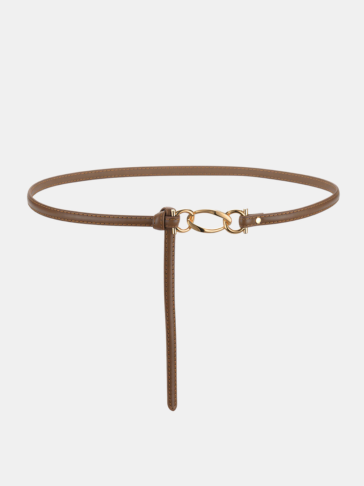 Knot Detail Leather Thin Belt-Chicvia