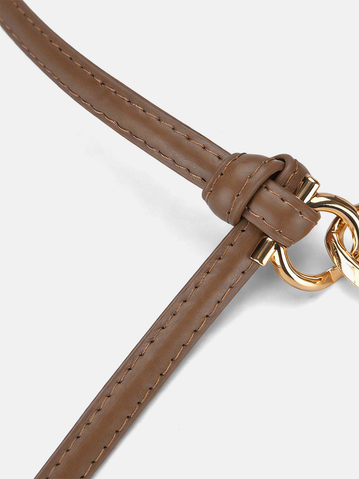 Knot Detail Leather Thin Belt-Chicvia