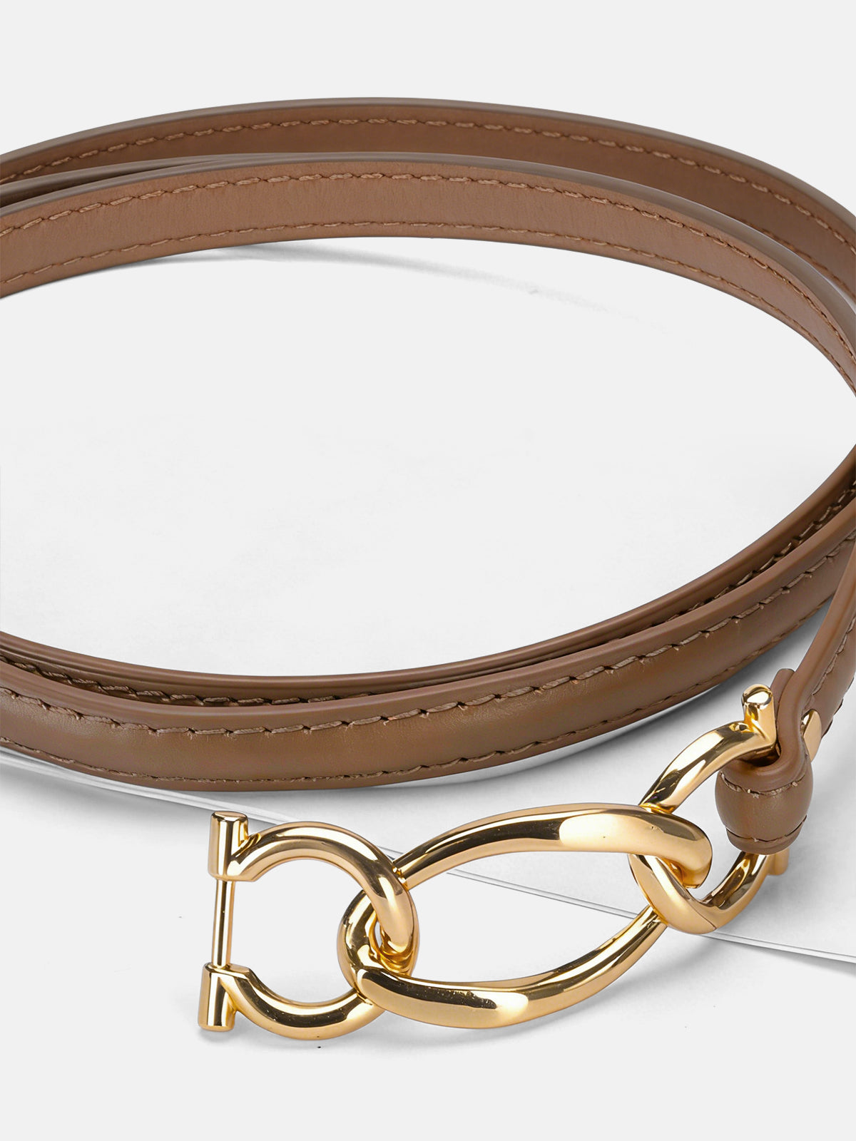 Knot Detail Leather Thin Belt-Chicvia