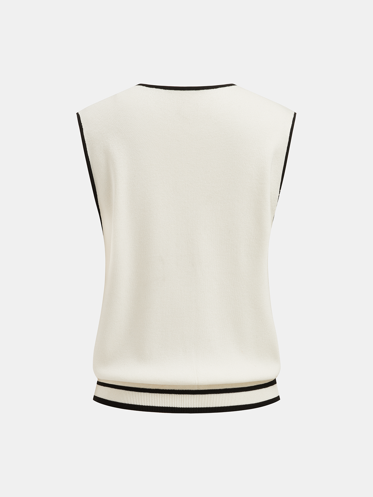 Contrast Piping Knit Vest & Wide-Leg Pants Set-Chicvia