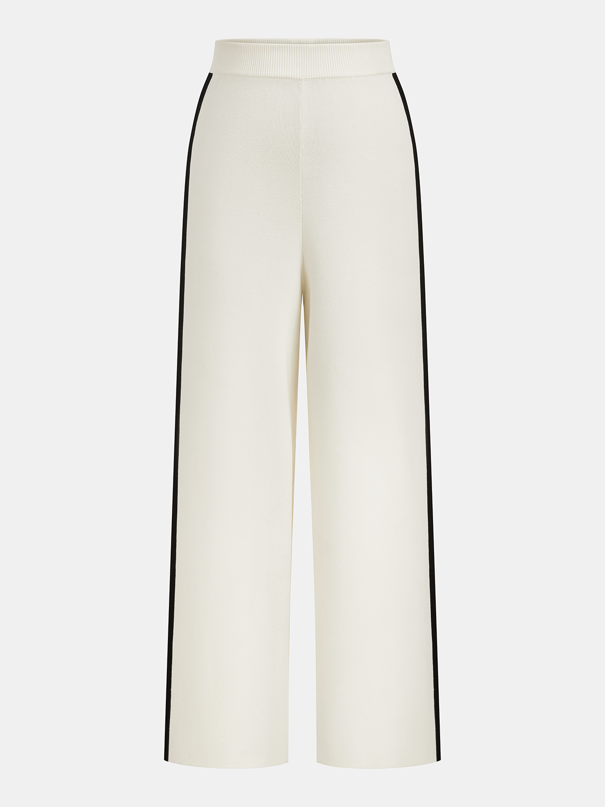 Contrast Piping Knit Vest & Wide-Leg Pants Set-Chicvia