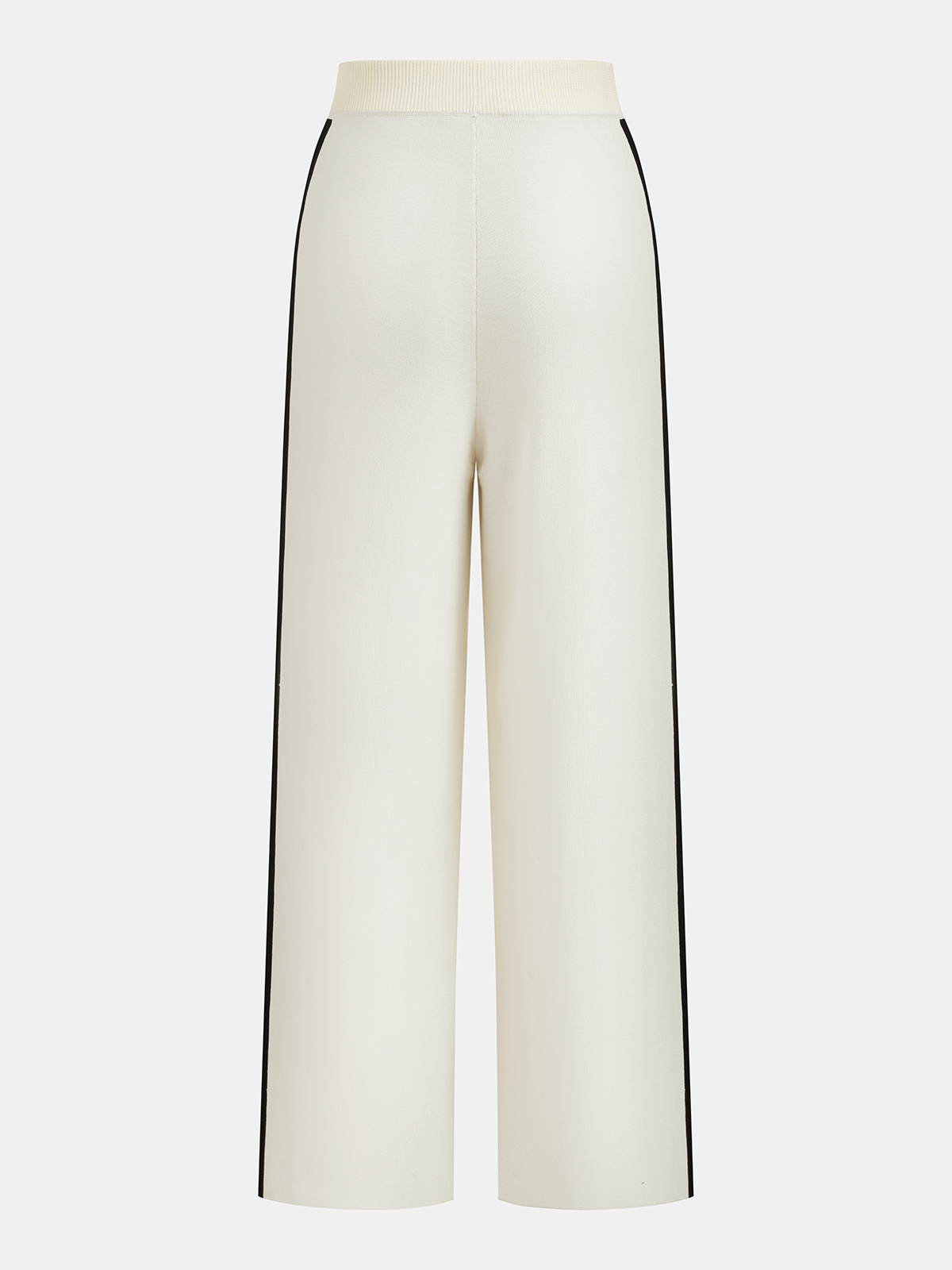 Contrast Piping Knit Vest & Wide-Leg Pants Set-Chicvia