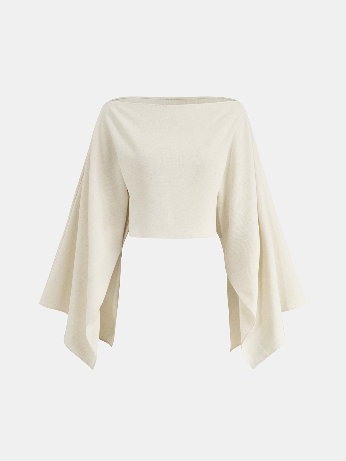 Dramatic Sleeve Linen-Blend Cropped Top-Chicvia