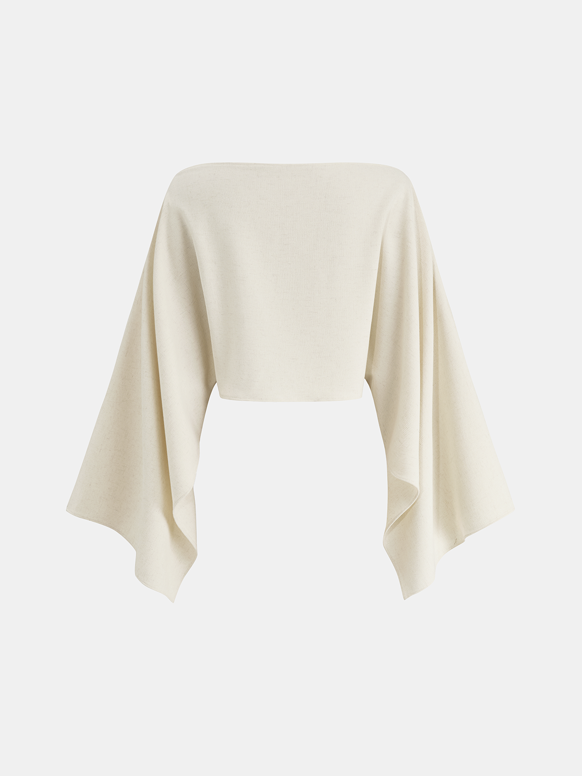 Dramatic Sleeve Linen-Blend Cropped Top-Chicvia