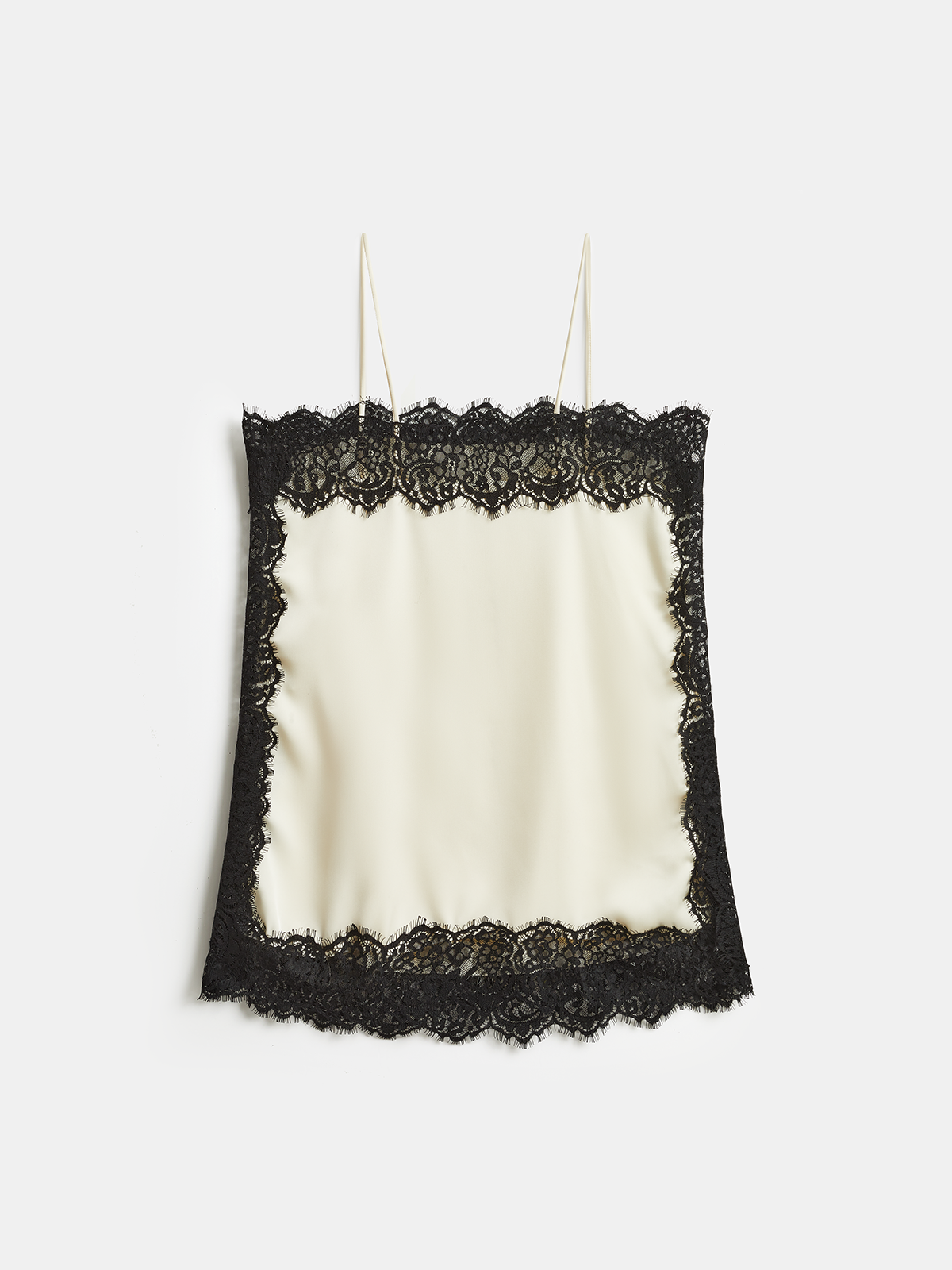 Lace Trim Satin Cami Top-Chicvia