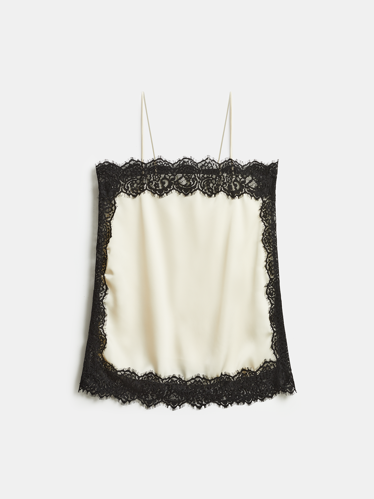 Lace Trim Satin Cami Top-Chicvia
