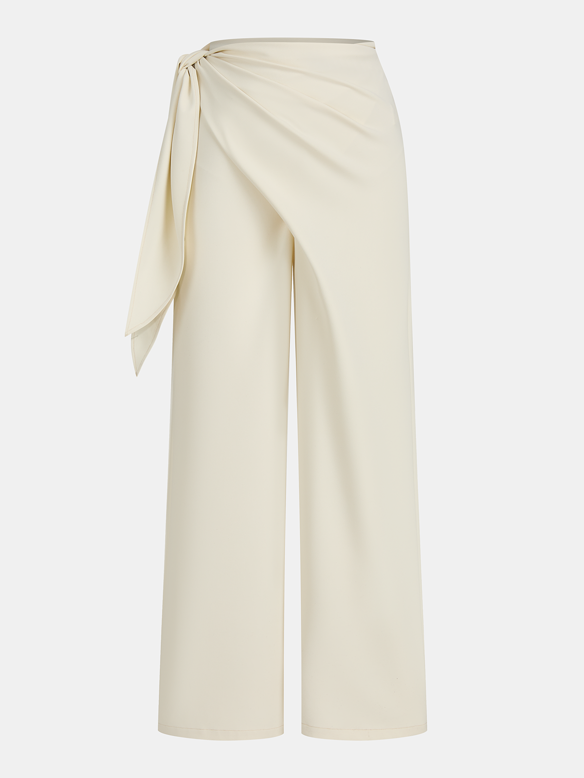 Draped Wrap Wide-Leg Pants-Chicvia