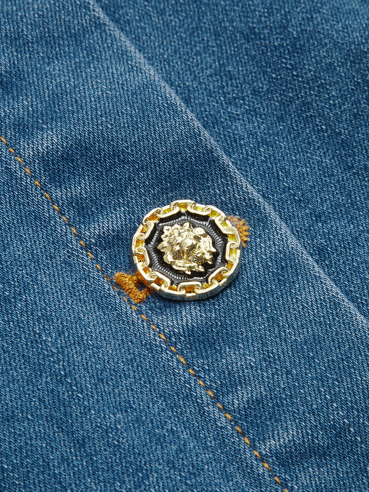 Denim Halter Button Front Maxi Dress-Chicvia