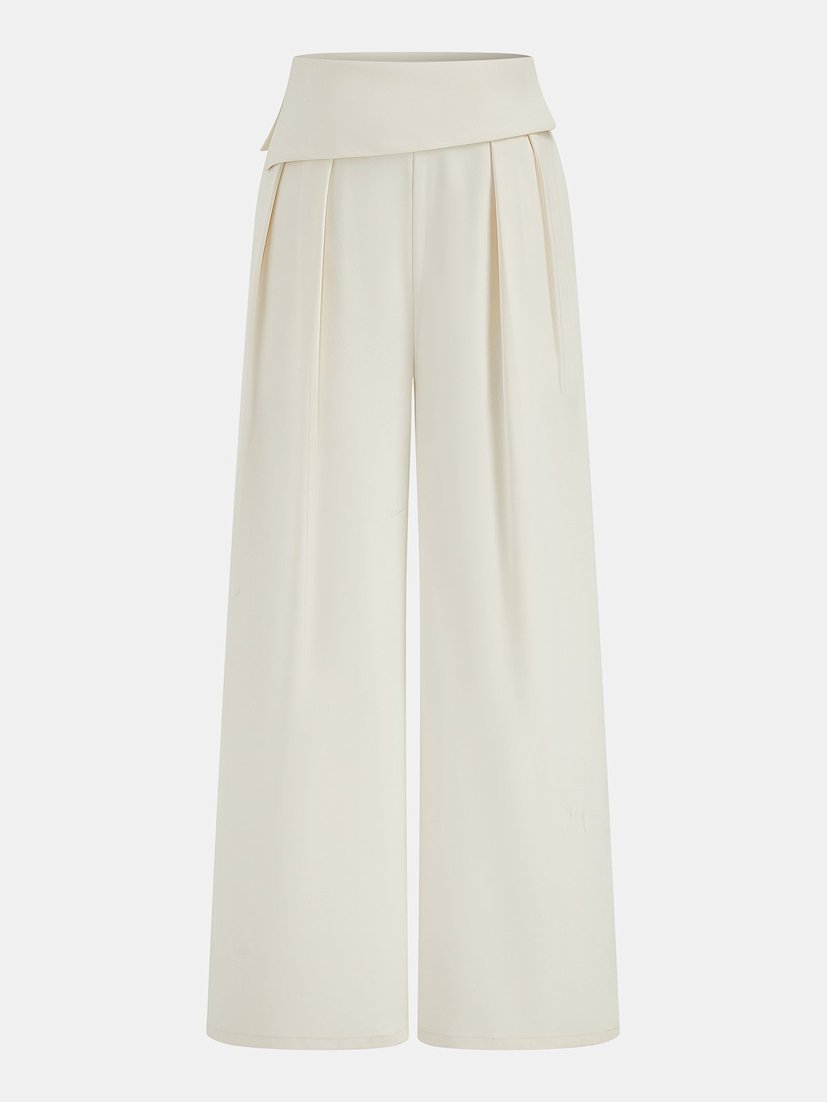 Foldover Waistband High-Waisted Wide-Leg Pants-Chicvia