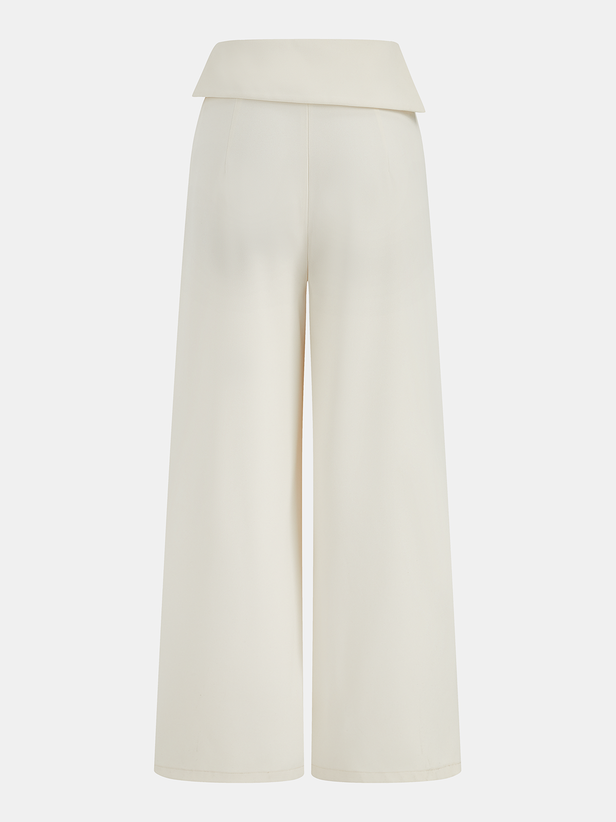 Foldover Waistband High-Waisted Wide-Leg Pants-Chicvia