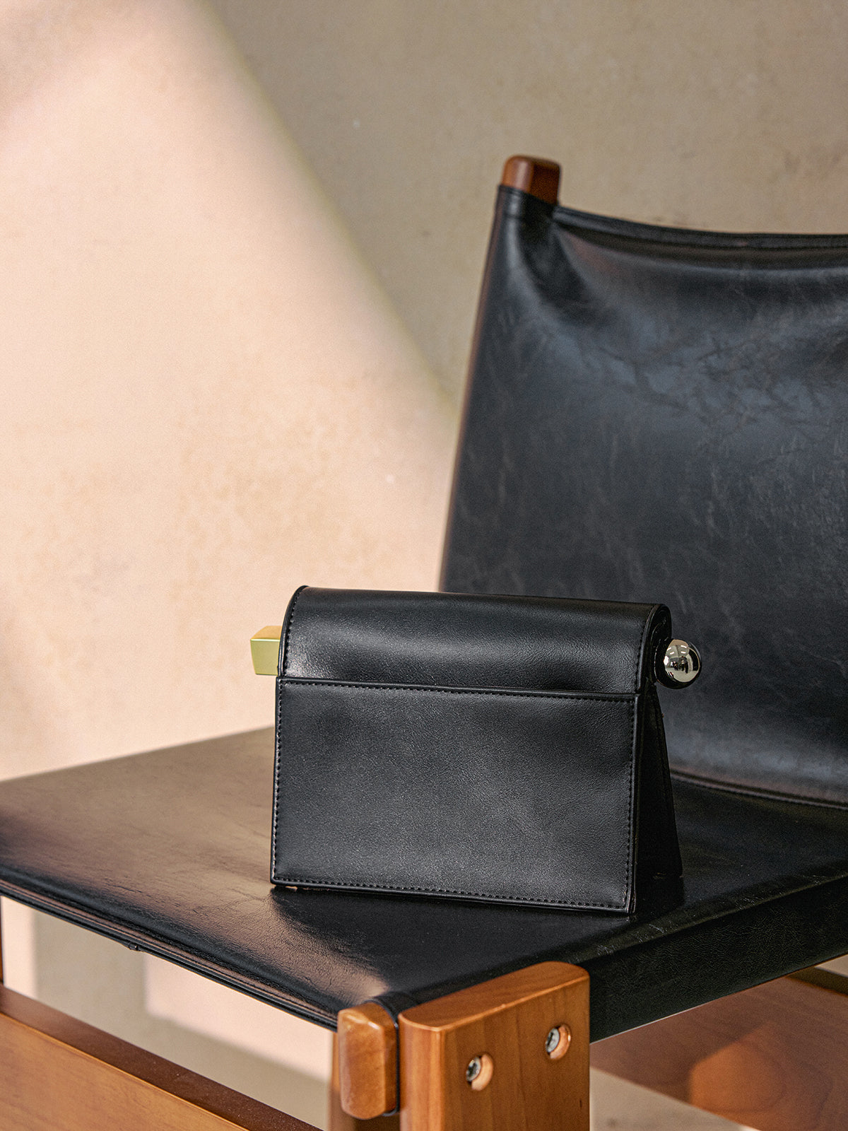 Metal Accent Roll-Top Clutch Bag-Chicvia