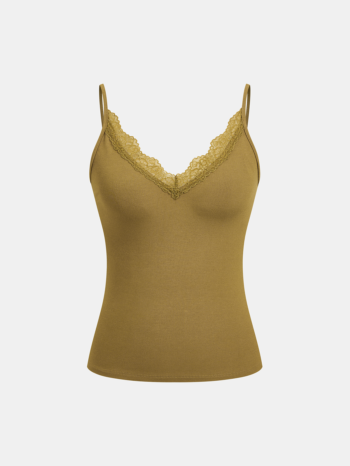 Lace Trim V-Neck Cami Top-Chicvia