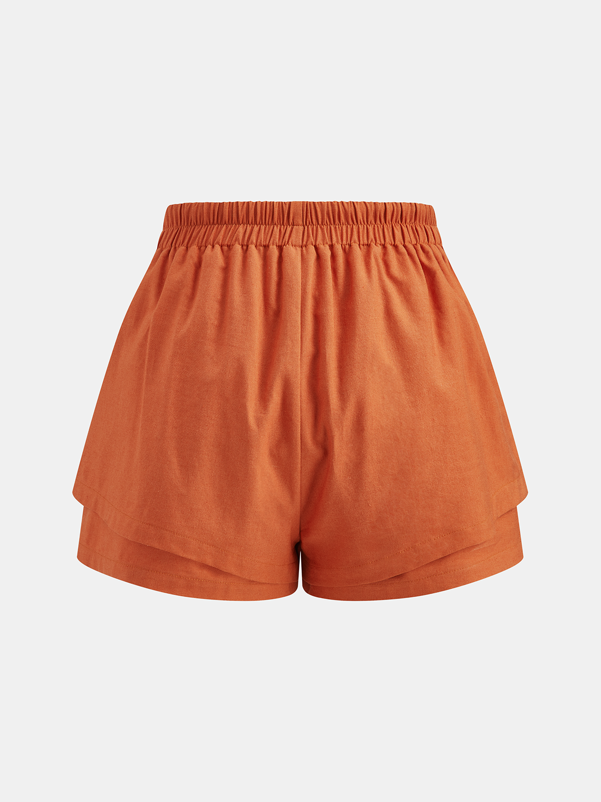 Linen Blend Shirt & Layered Hem Shorts Set-Chicvia