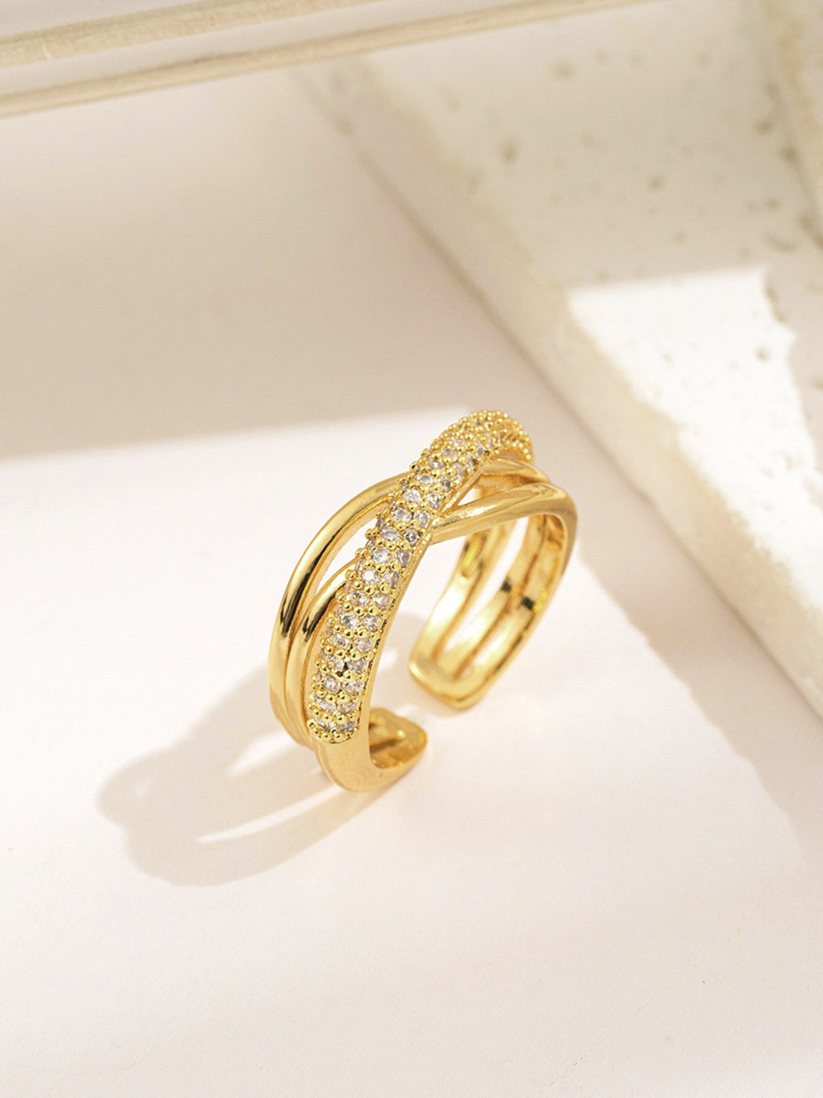 Intertwined Zircon Open Ring-Chicvia