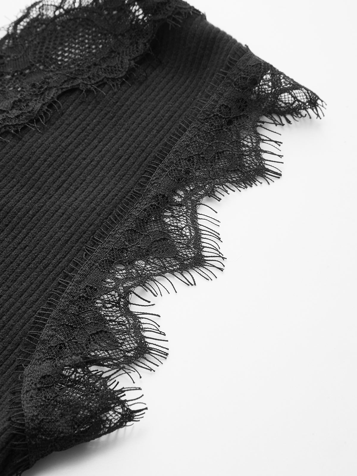 Lace V-Neck Ribbed Sleeveless Tank Top-Chicvia