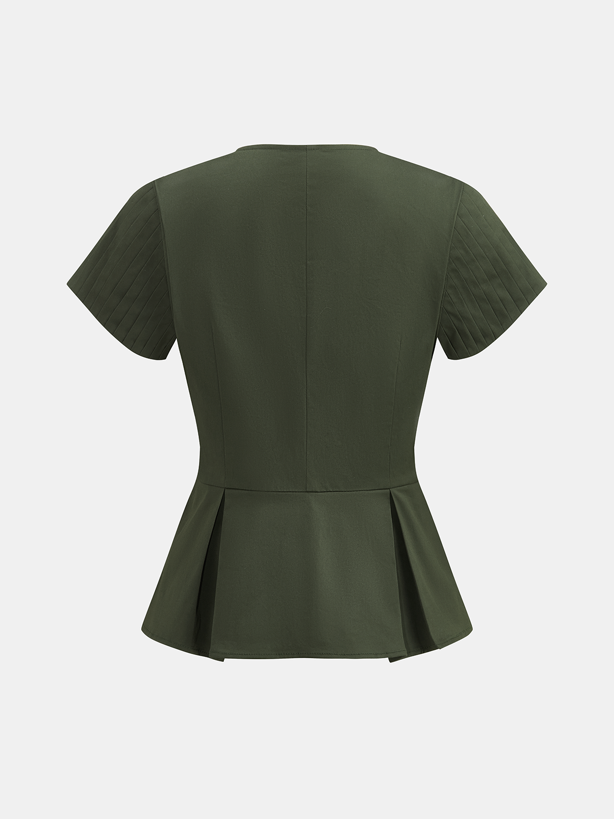 Pleated Sleeve Peplum Top & Shorts Set-Chicvia